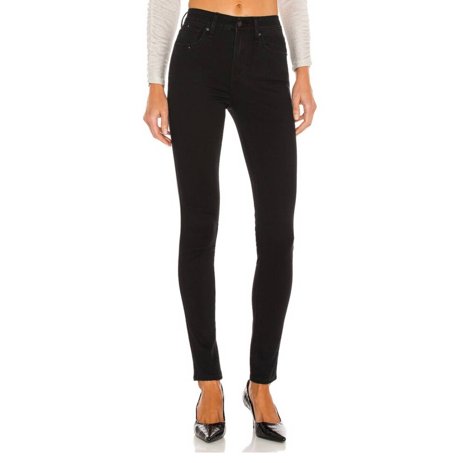 Levi's 721 Black High Rise Skinny Jeans in Long Shot Size 28
