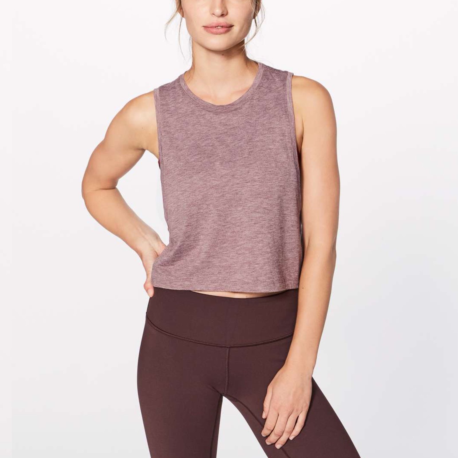 Lululemon Box It Out Crop Tank Sz 6 In Heathered Oxblood