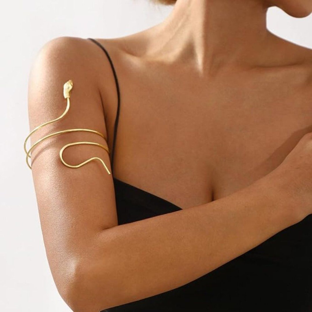 Jules Smith Snake Charmer Arm Cuff Bracelet 12KT Gold Wrap Dainty Feminine Boho