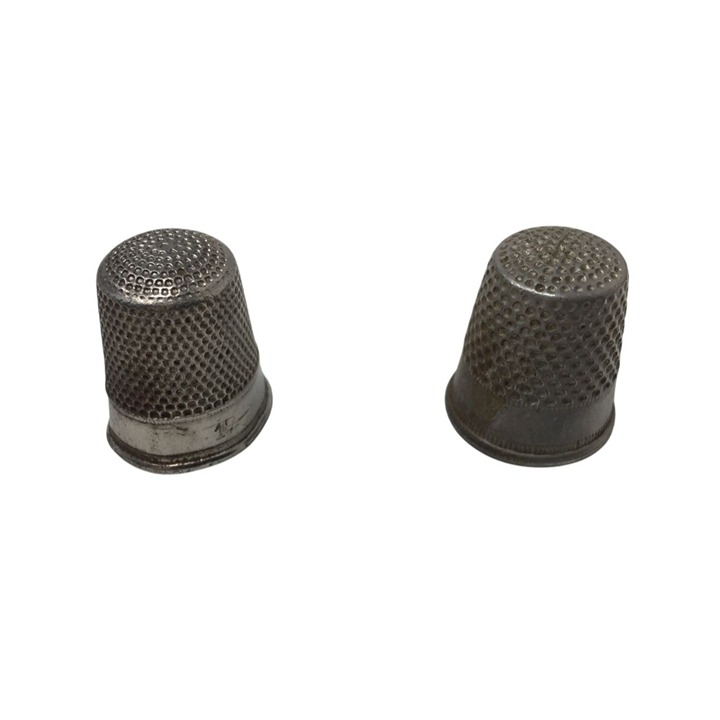 Two Vintage Silver Tone Thimbles