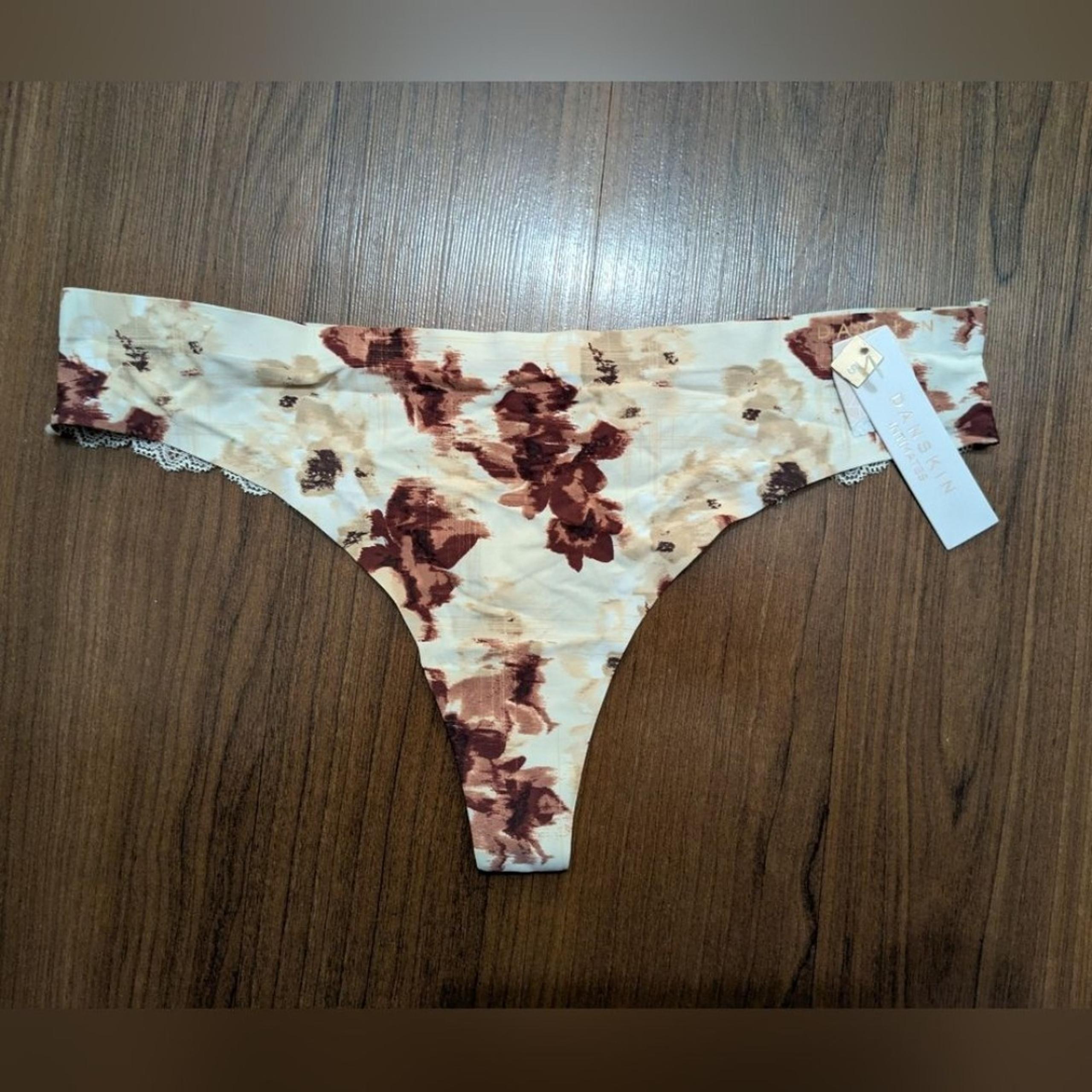 Danskin Intimates Rose Lace Thong, Women's Small