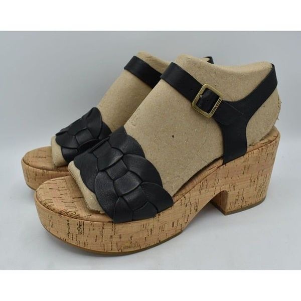 Kork Ease Womens Size 11 Tatiana Ankle Black Leather Platform Sandals 17759
