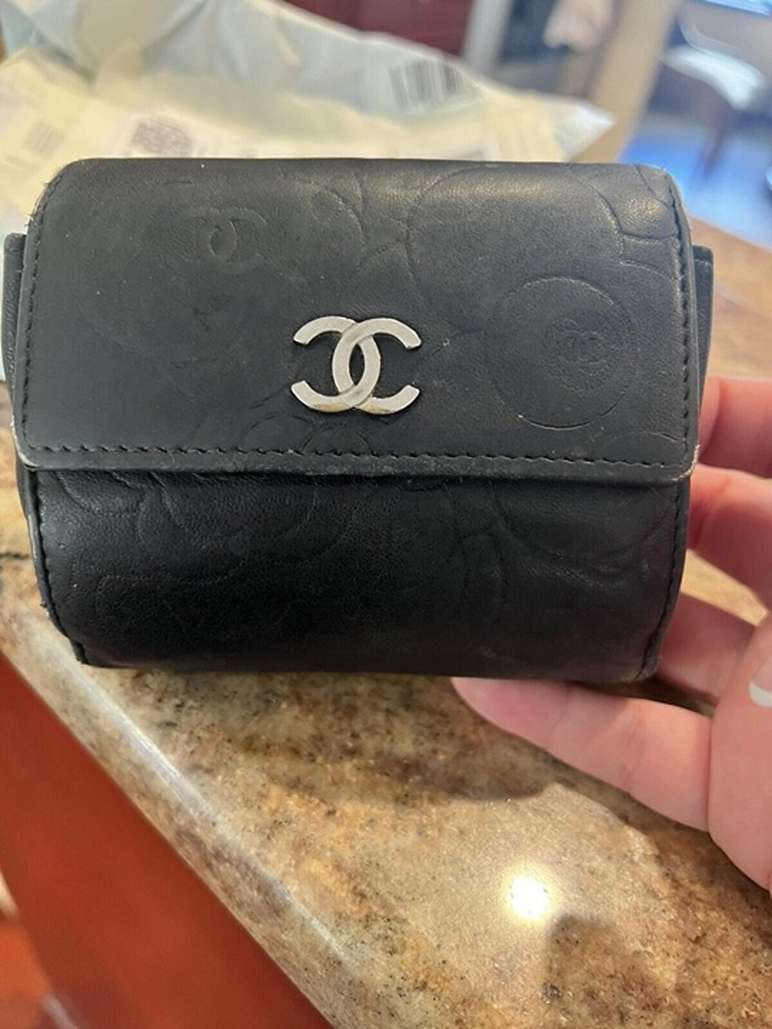 Chanel womens designer black wallet