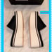 NWT SHUSHOP ”Jade” Faux leather Black / Ivory Color Block Platforms Sandals