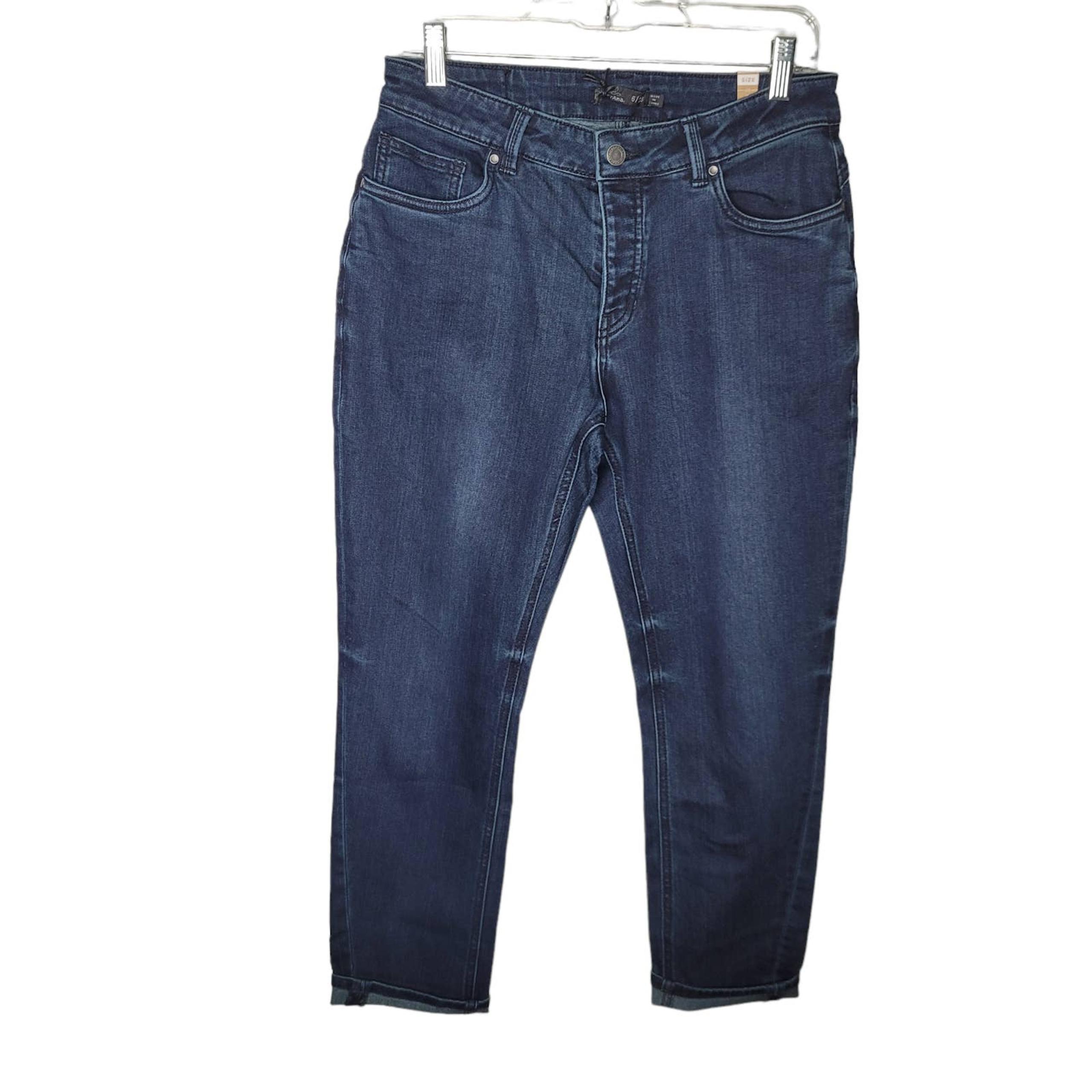 NWT Prana Buxton boyfriend Jeans womens sz 6/28 Dark Wash Slim Organic stretchy