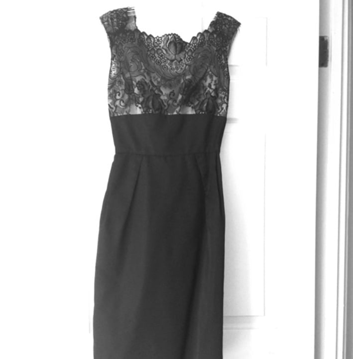 Vintage black lace dress cocktail party retro antique romantic