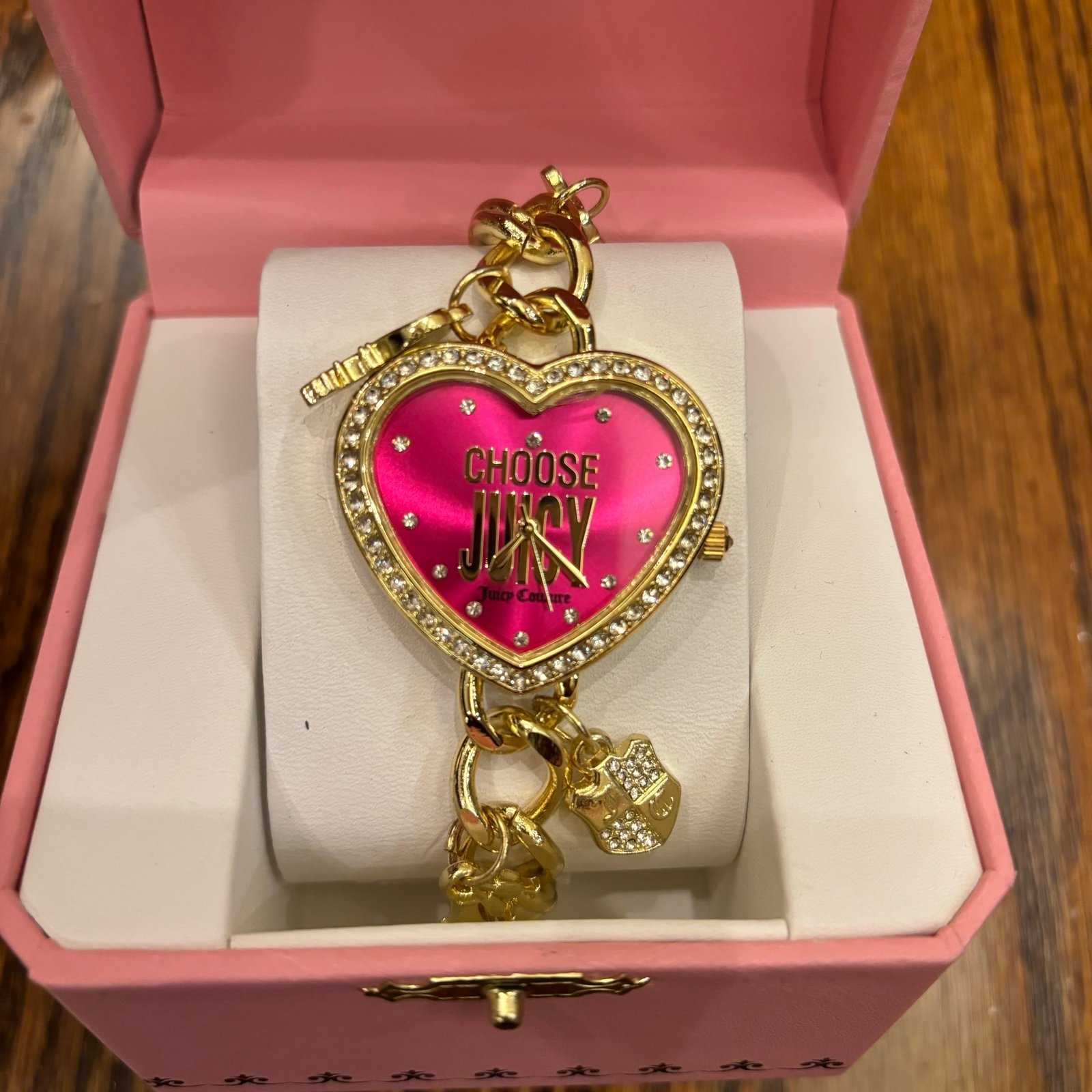 Juicy couture heart shape watch with iconic “Choose Juicy” spell out y2k 2000s.