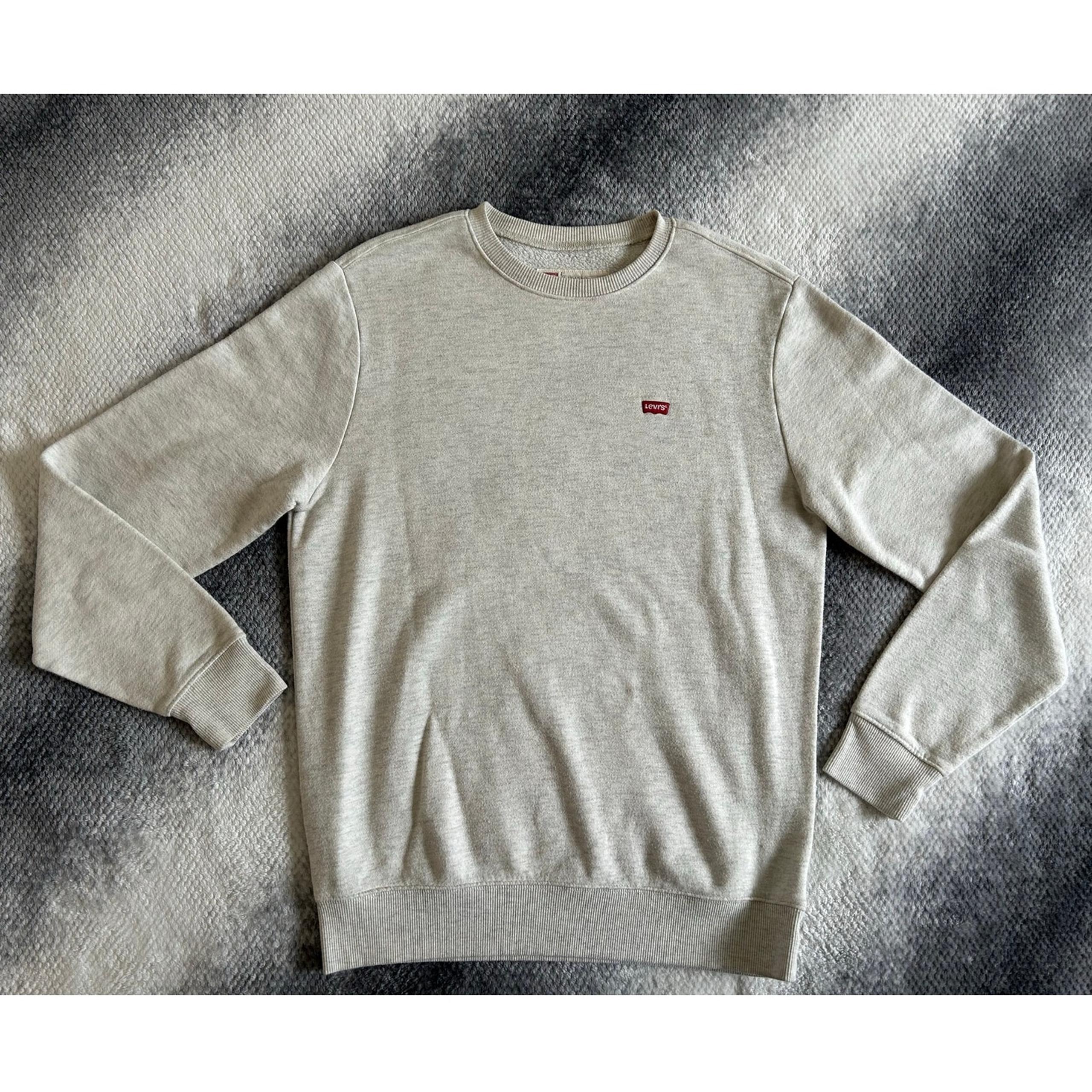 Levi's Mens Beige Crewneck Logo Relaxed Fit Pullover Sweatshirt Size Small