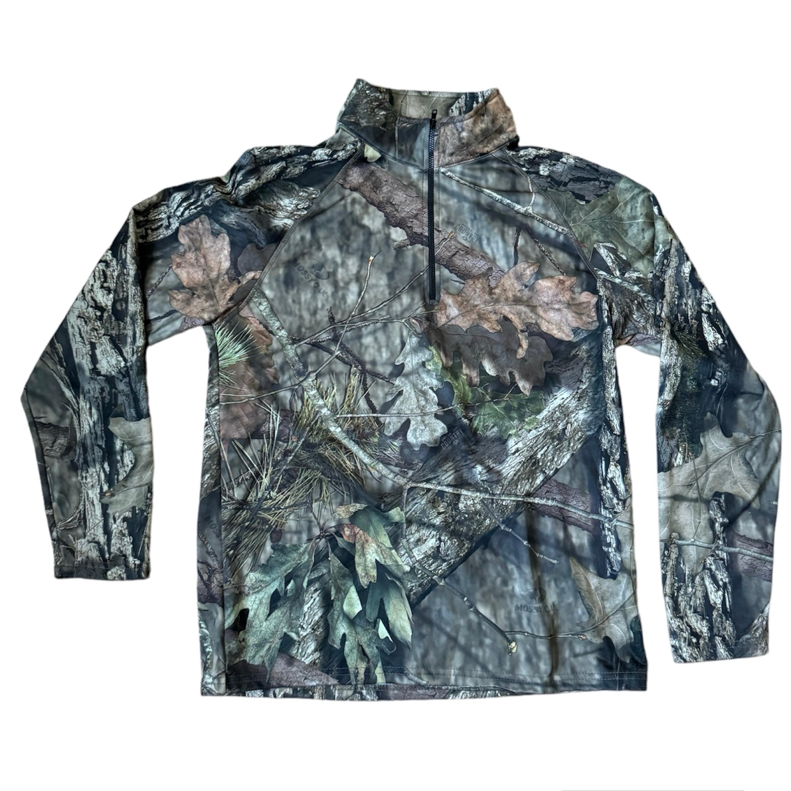 Mossy Oak Size M Men’s Camo 1/4 Zip Pullover Hunting Lightweight Stretch Comfort