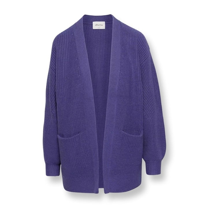 Aritzia Wilfred Free Unwind Cozy Open Front Wool Chunky Cardigan Purple Size XL
