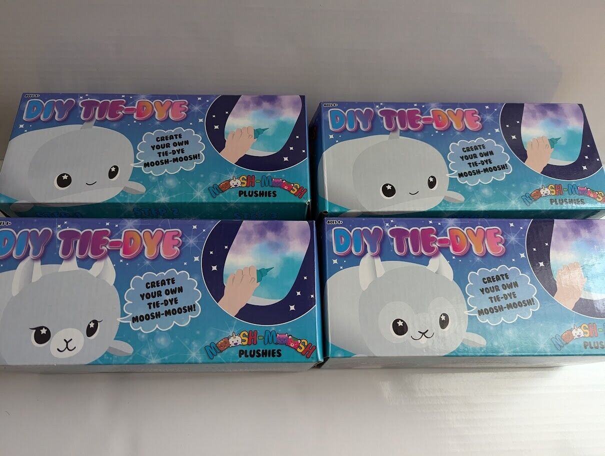 Lot of 4 Moosh Moosh Plushies DIY Tie-Dye Craft Kit - See Descriptions & Photos