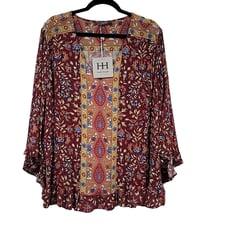 NWT Haute Hippie Boho Top with Ruffles, 3X