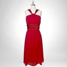 Connected Apparel Red Chiffon Halter Midi Dress Nwt 12