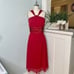Connected Apparel Red Chiffon Halter Midi Dress Nwt 12