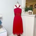 Connected Apparel Red Chiffon Halter Midi Dress Nwt 12
