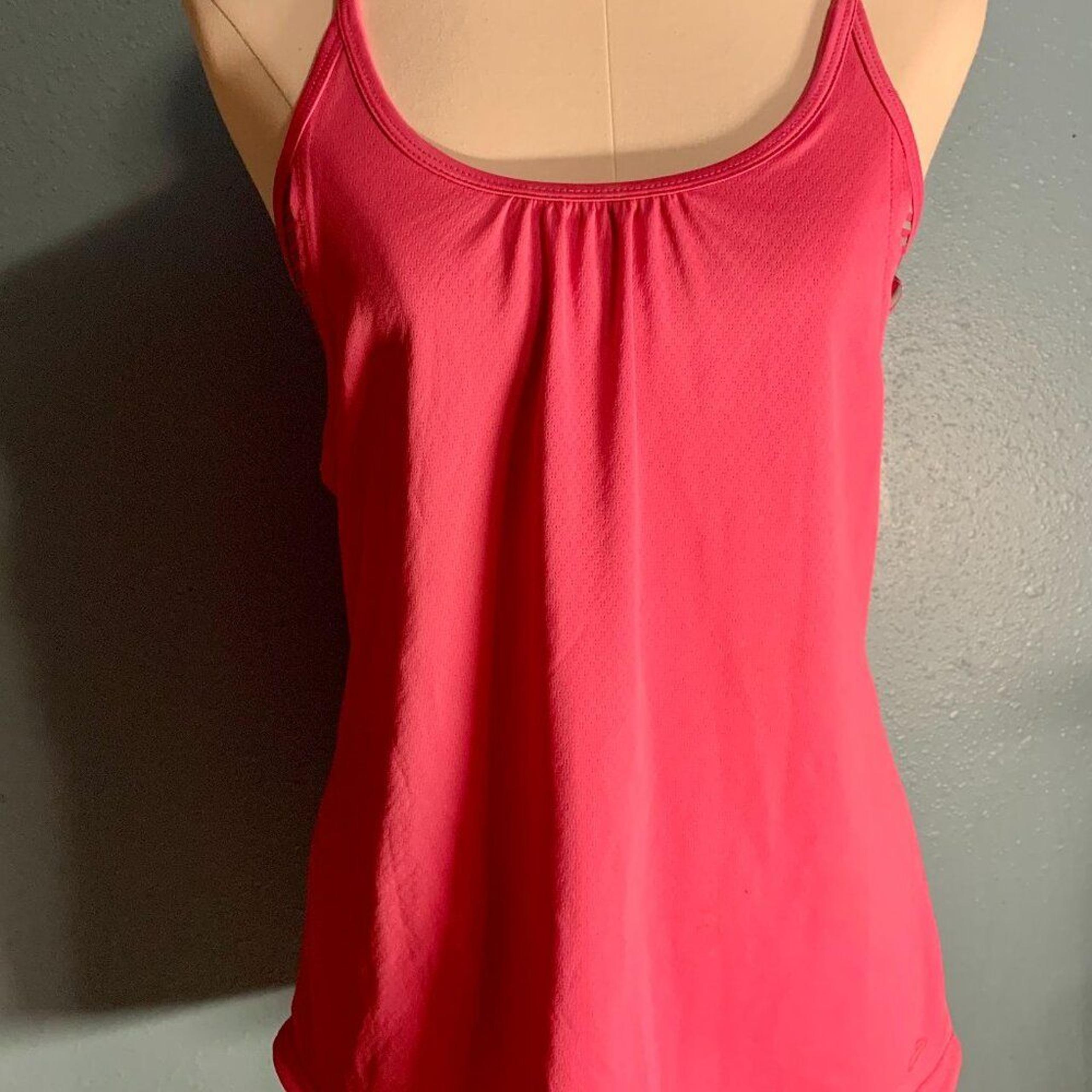 Champion women's sz S petite layered sports bra pink and gray athletic tank top