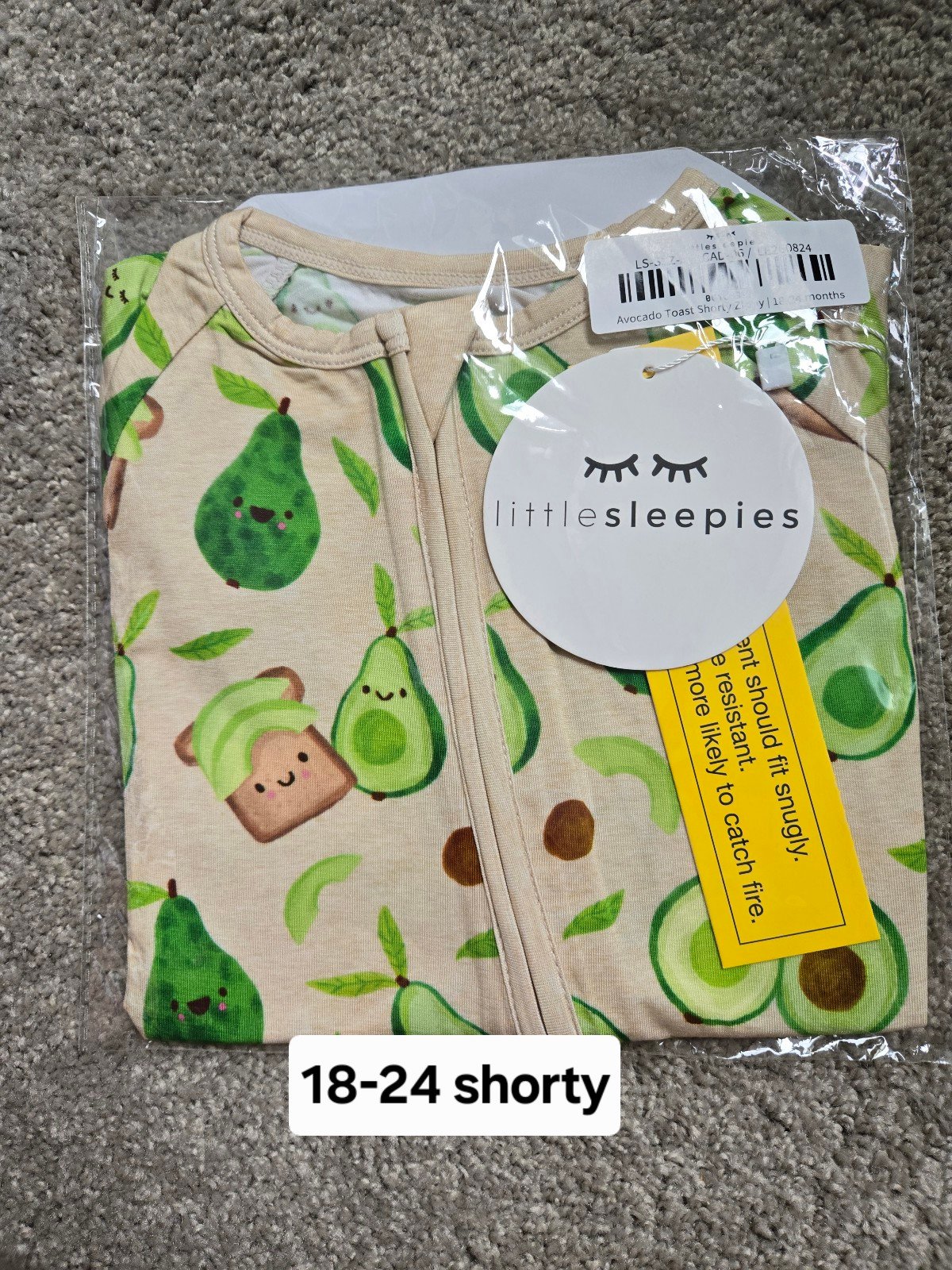 Little sleepies 18-24 avocado toast shorty