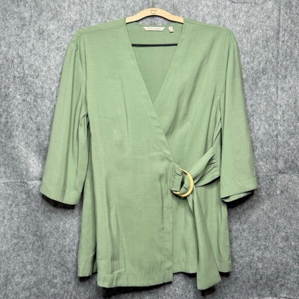 Soft Surroundings Sweet Pea Wrap Tunic Bayberry Green Modal Blend Blouse- Sz M