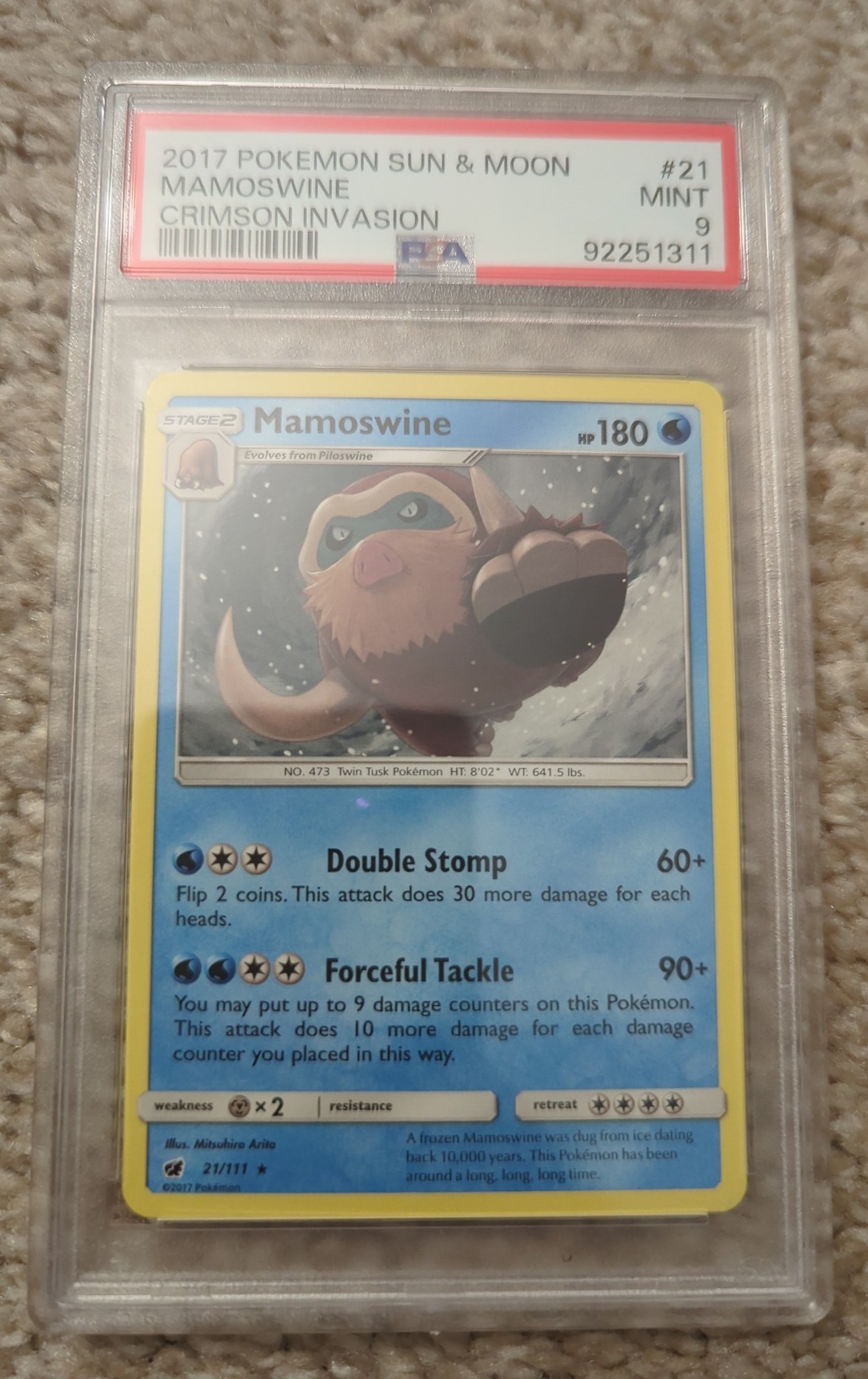 Mamoswine - PSA 9 - 2017 Pokémon Sun & Moon: Crimson Invasion bundle
