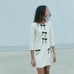NWT Zara Woman Coquette SHORT KNIT DRESS WITH BOWS White & Black Size L Large