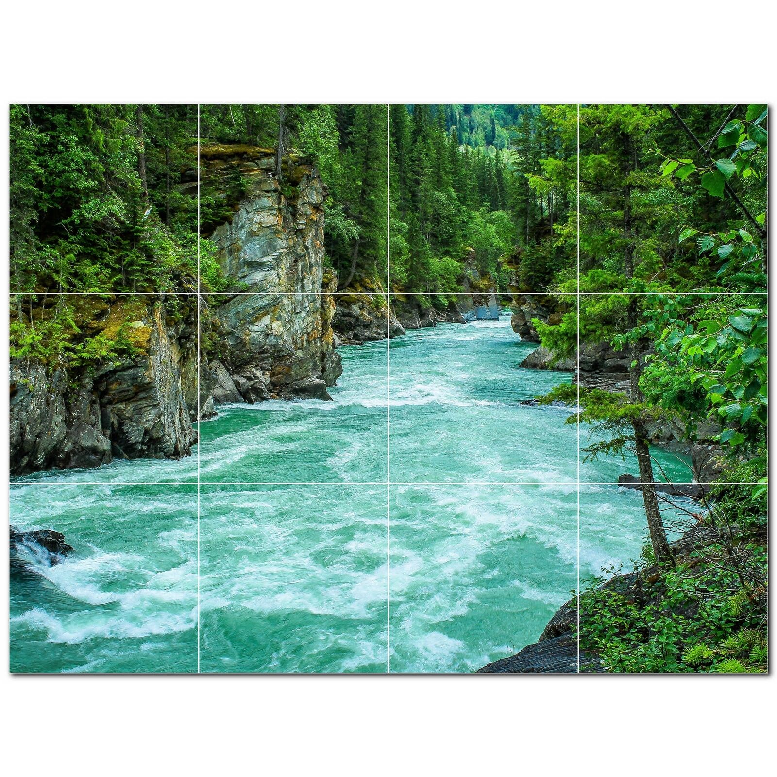 River Ceramic Tile Wall Mural PT500905. 24 W x 18 H (12) 6x6 tiles