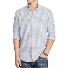 125 Polo Ralph Lauren Mens Big Tall Plaid Performance Oxford Long-Sleeve Shirt