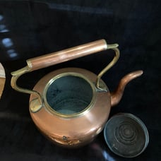 Vintage Large Copper Kettle with Brass Accents (approx. 24 )