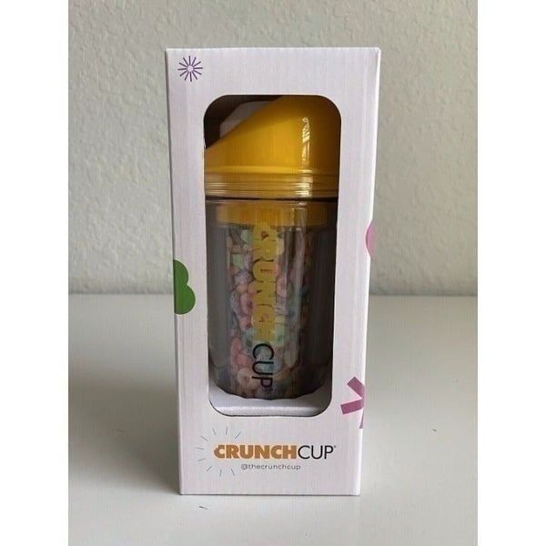 The CrunchCup Never Soggy Portable Cereal & Milk for Cereal on the Go Yellow NEW