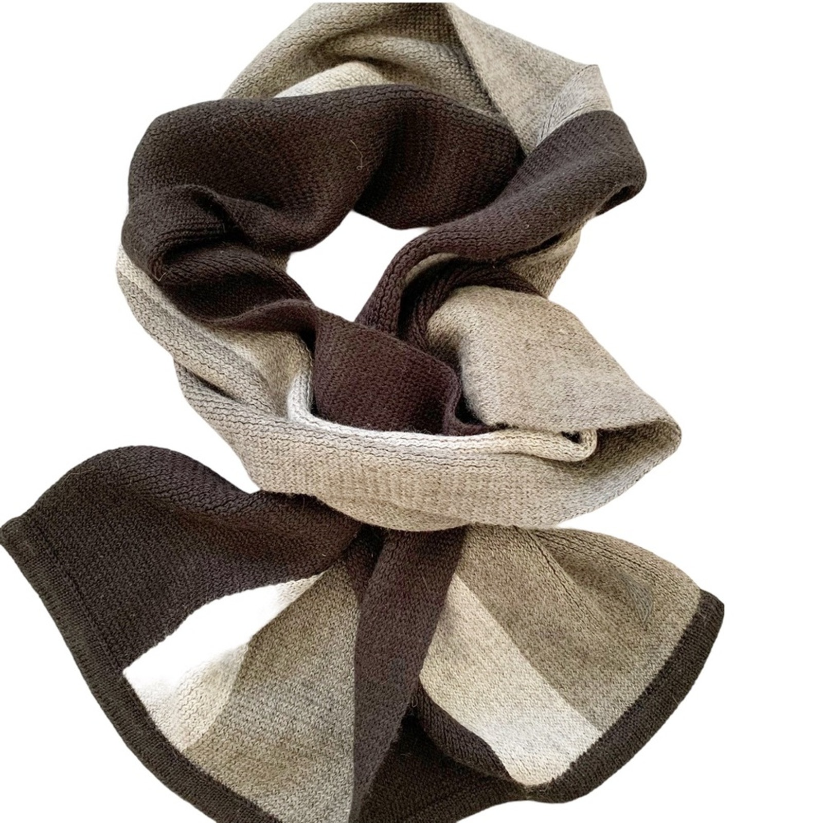 Nautica Grey Black Colorblock Vertical Stripe Wool Blend Scarf