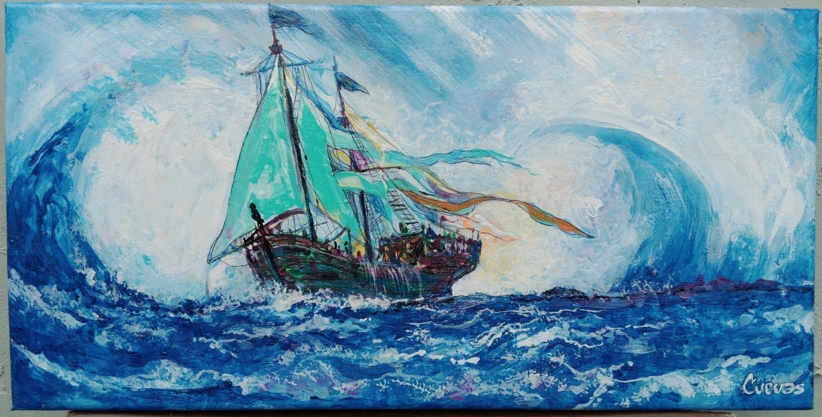 Original painting Huracán en el caribe