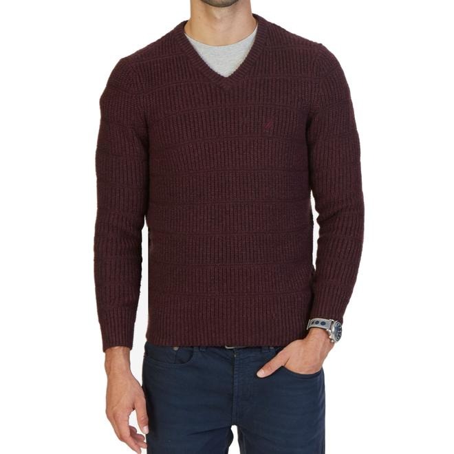 Nautica | Maroon Knit V-Neck Sweater