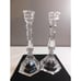 Tiffany & Co. Candlestick Pair Lead Crystal Classic Style Signed 9 Tall Vintage
