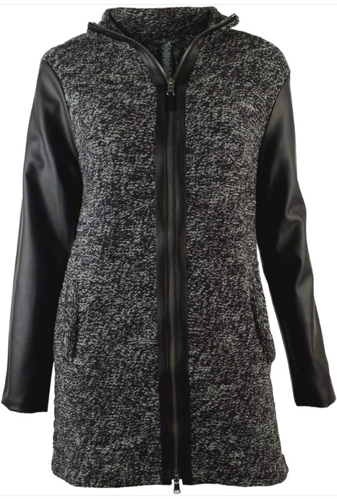 Lauren Ralph Lauren Women's Faux Leather Trim Sweater Jacket Large NWOT