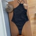 Tan + Lines by Sivan Ayla High Neck One Piece Back Ties Black XXL