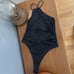 Tan + Lines by Sivan Ayla High Neck One Piece Back Ties Black XXL