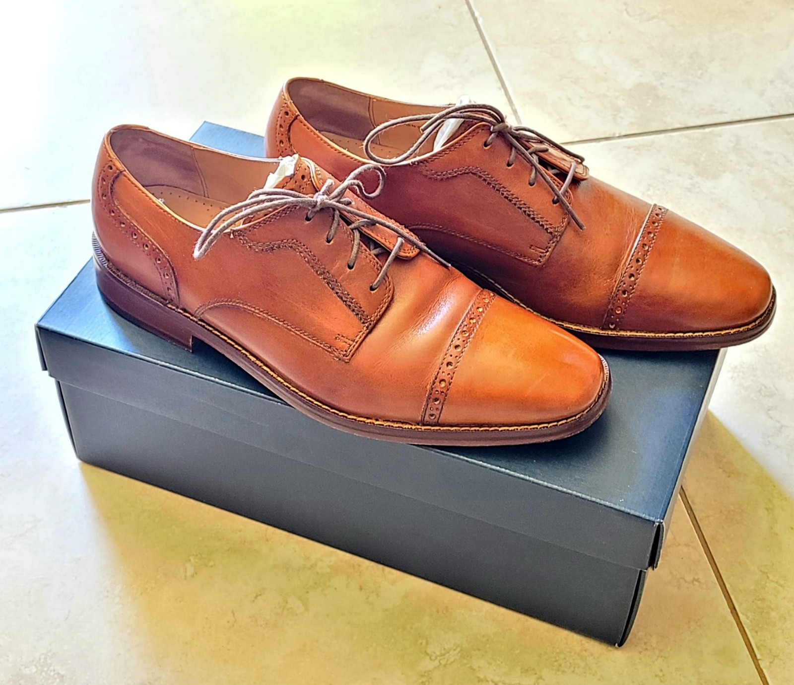 COLE HAAN Men's Giraldo LX Cap Ox II British Tan Dress Shoes *SIZE 9*