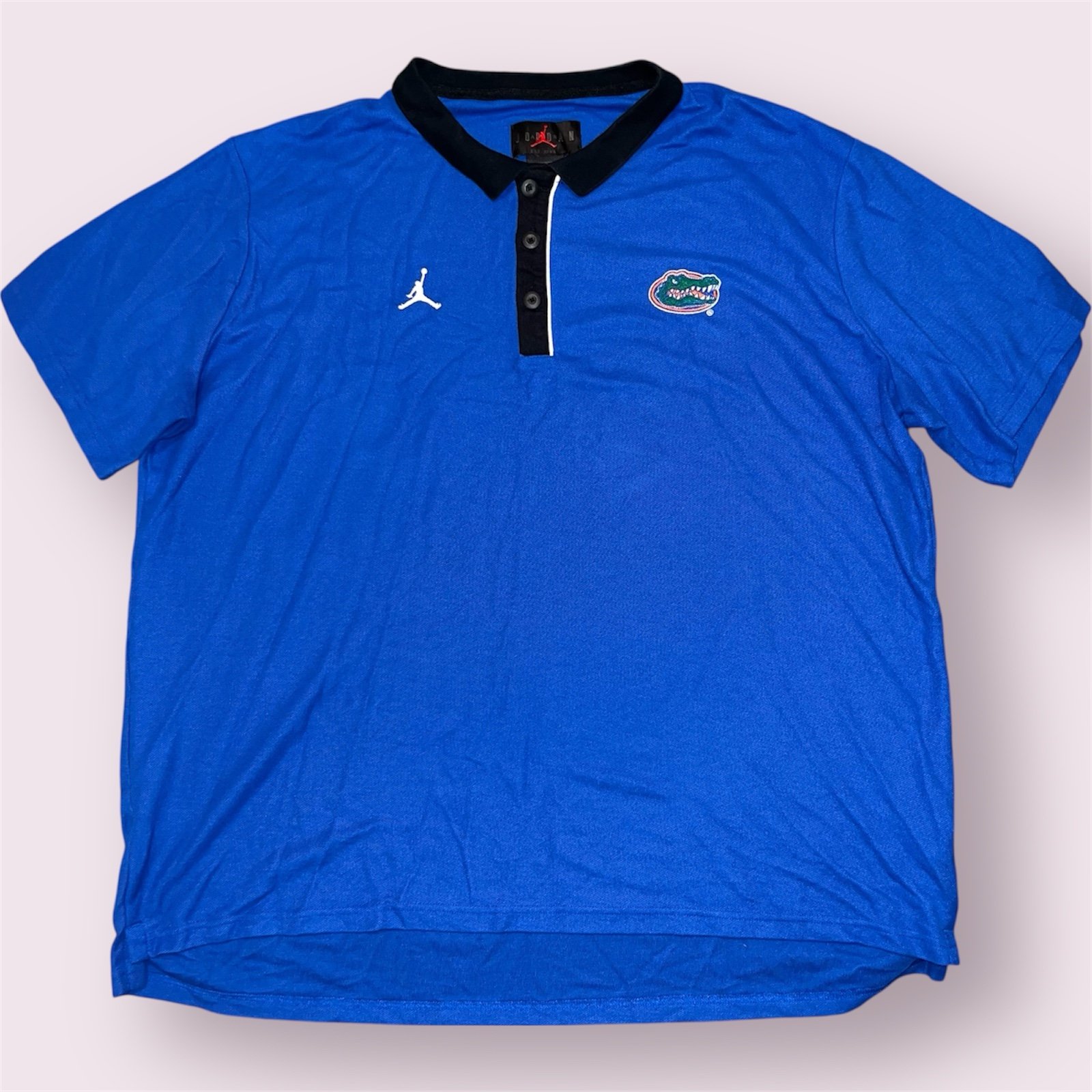 Vintage Nike Air Jordan Jumpman University Of Florida Gators Blue Polo Shirt XXL