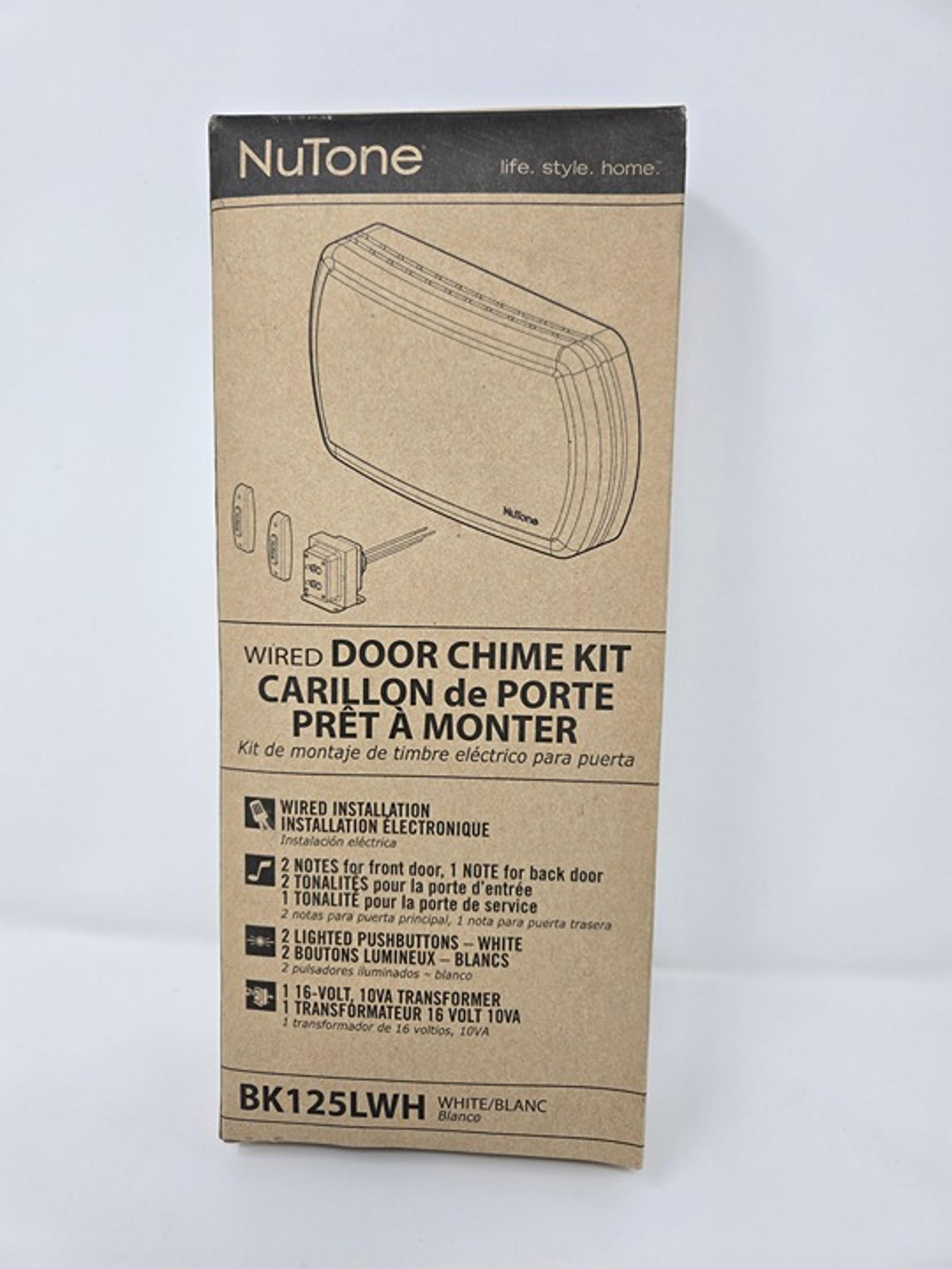 NuTone BK125LWH Door Chime Kit Two Lighted Pushbuttons White Doorbell NIB