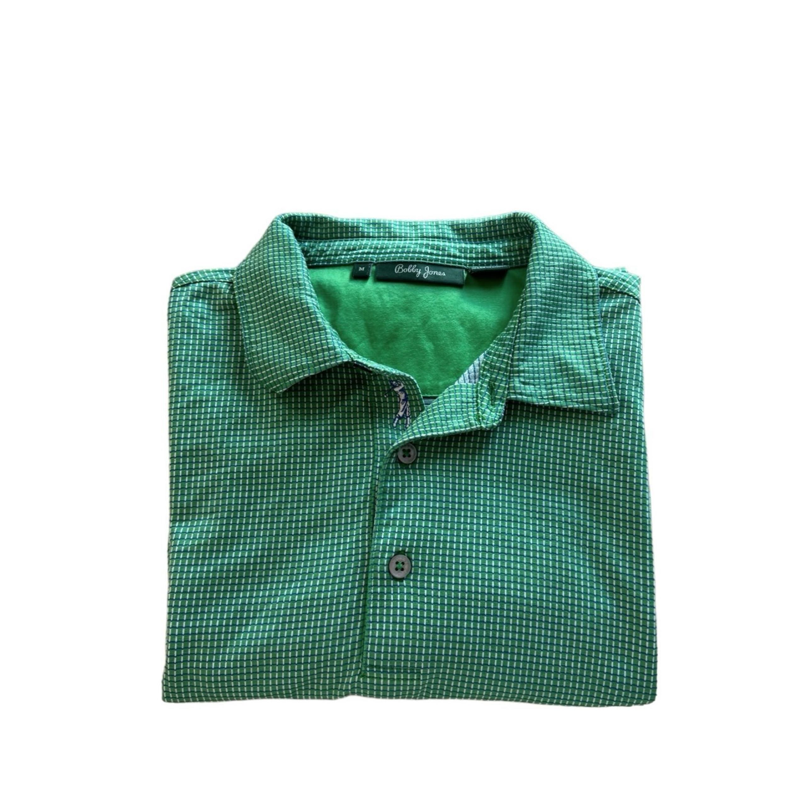 Bobby Jones Green Print Golf Athletic Polo Shirt Medium