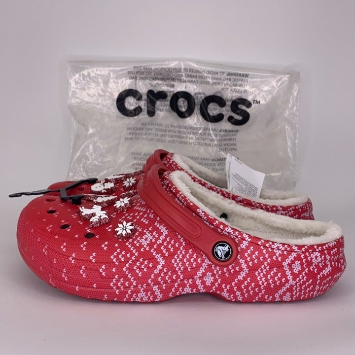 Crocs NWT “Winter Wonderland” Fleece Lined Clogs Sz 10/12