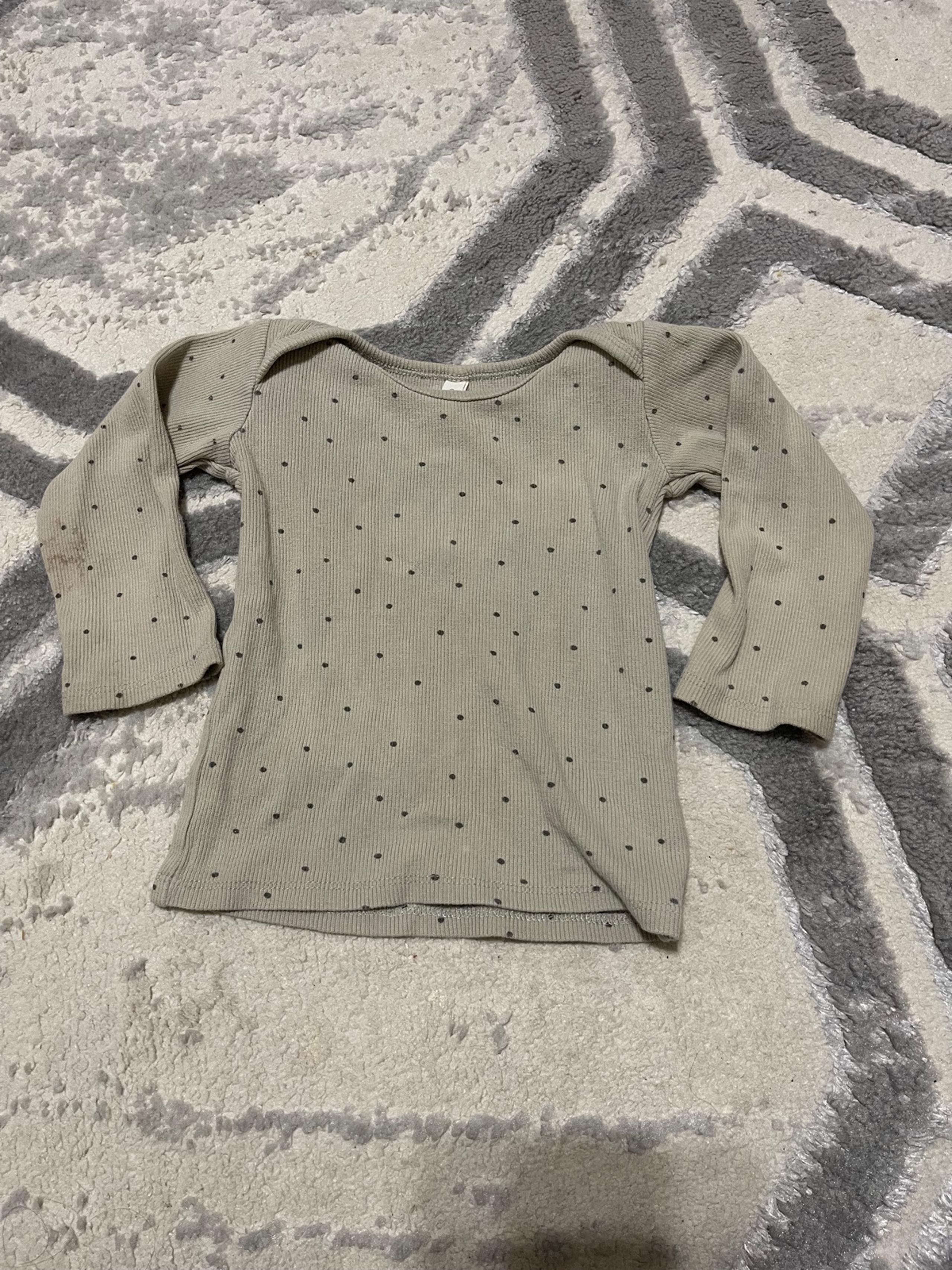 Quincy Mae long sleeve ribbed polka dot top