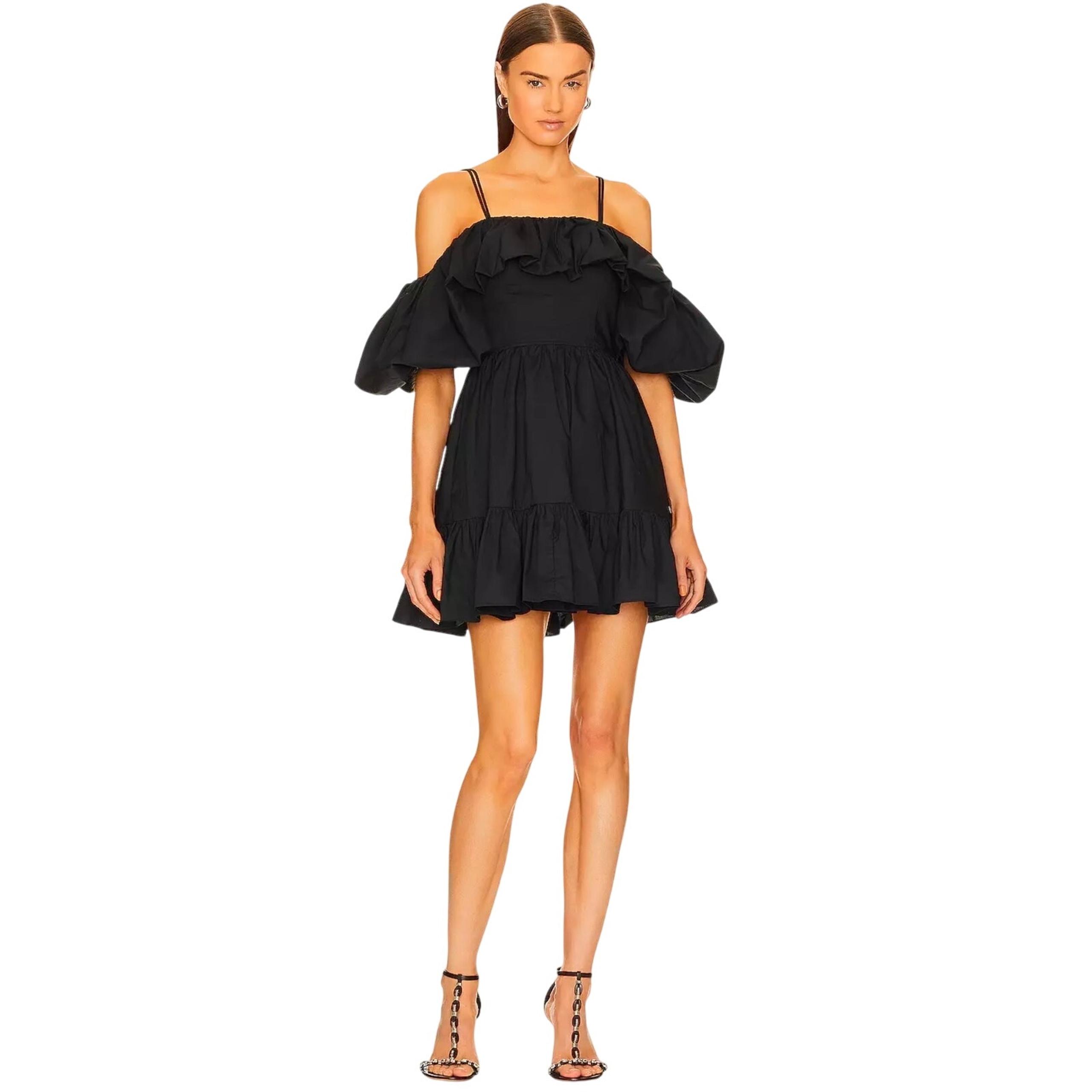 Ulla Johnson Black Lila Off The Shoulder Mini Dress Size 4