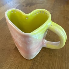 Be Present Mindfullness Heart Shaped Handmade Mug