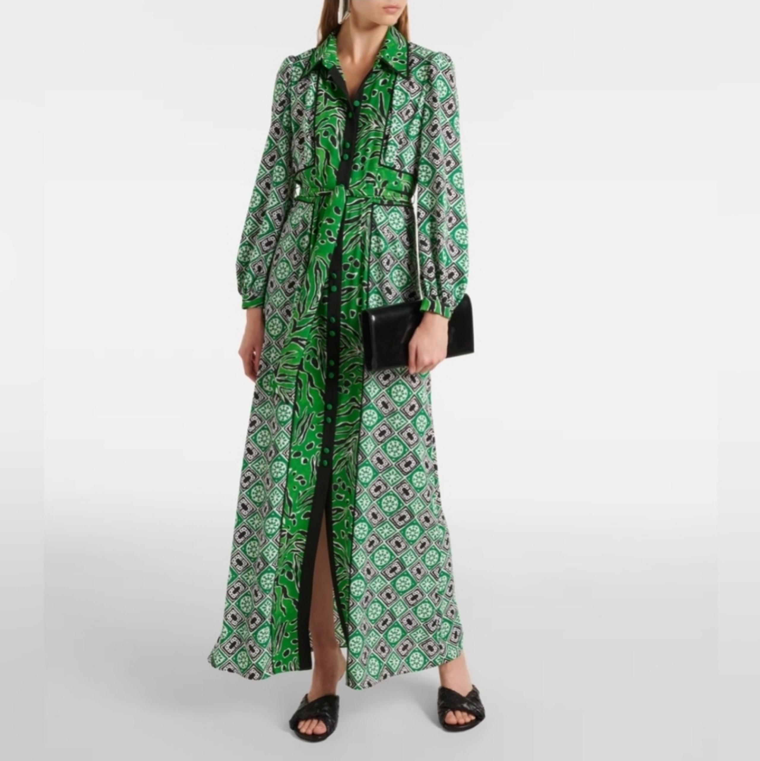 DIANE VON FURSTENBERG Joshua Mixed Print Printed Maxi Dress Size 8