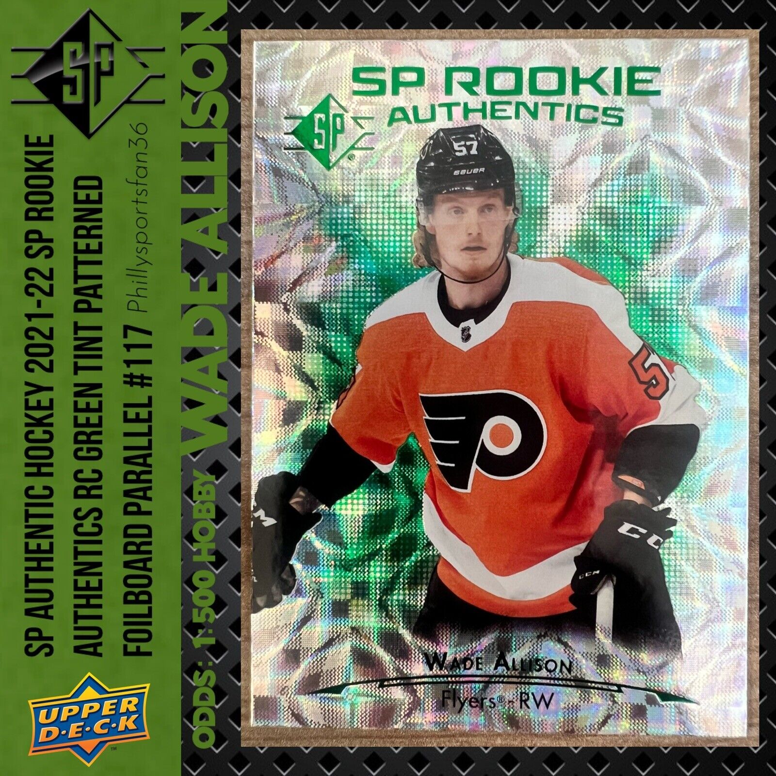 2021-22 UD SP Hockey Rookie Authentics Green Tinted Foilboard #117 WADE ALLISON