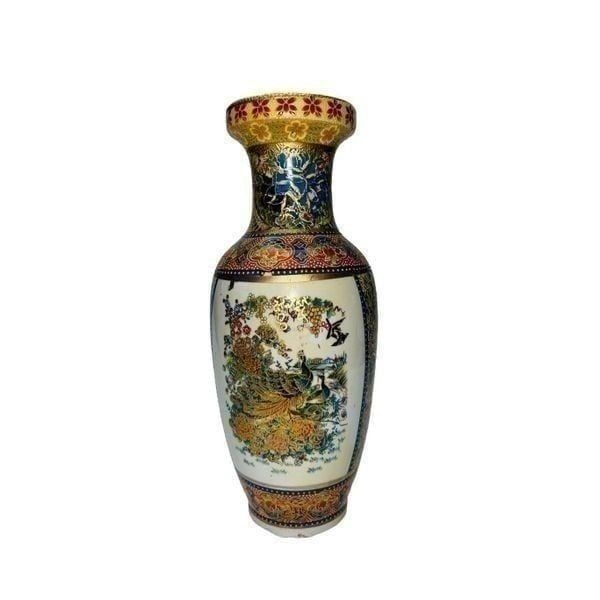 Vintage MCM Japanese Hand Painted Satsuma Style Moriage Gold Gilded Porcelain Va