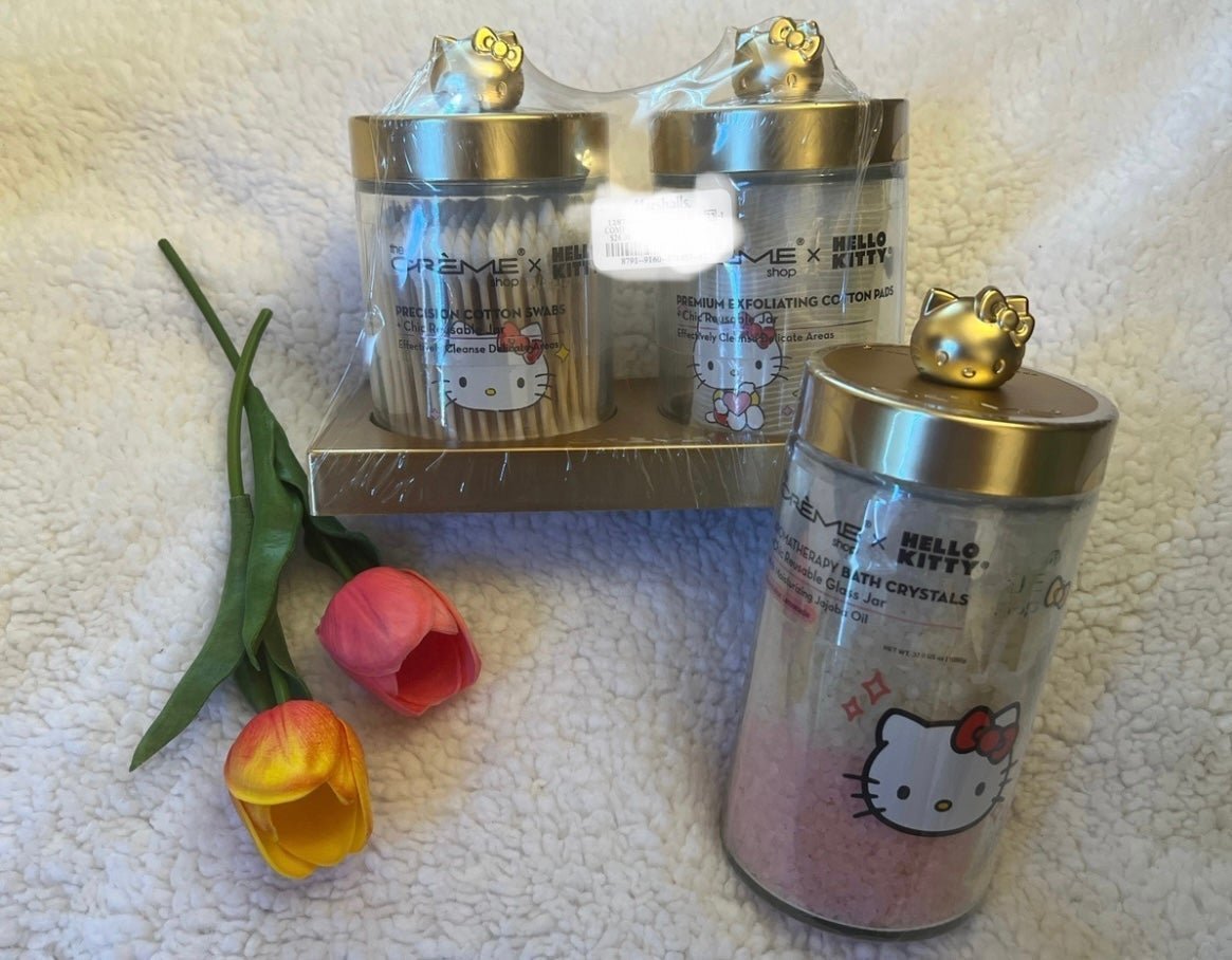 NWT THE CRÈME X HELLO KITTY GLASS JAR SET