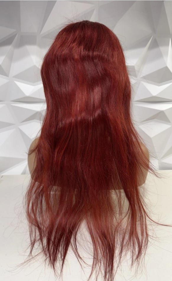 Red human hair wig 26in