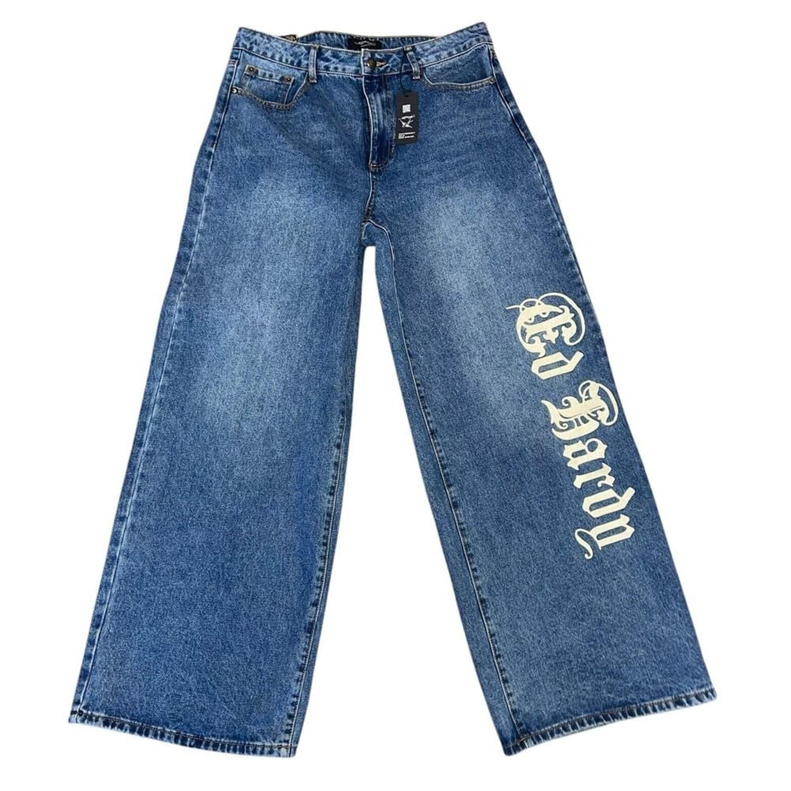Ed Hardy Size 32 Baggy Born Free Painted Birds Loose Wide New Skater Denim Y2K