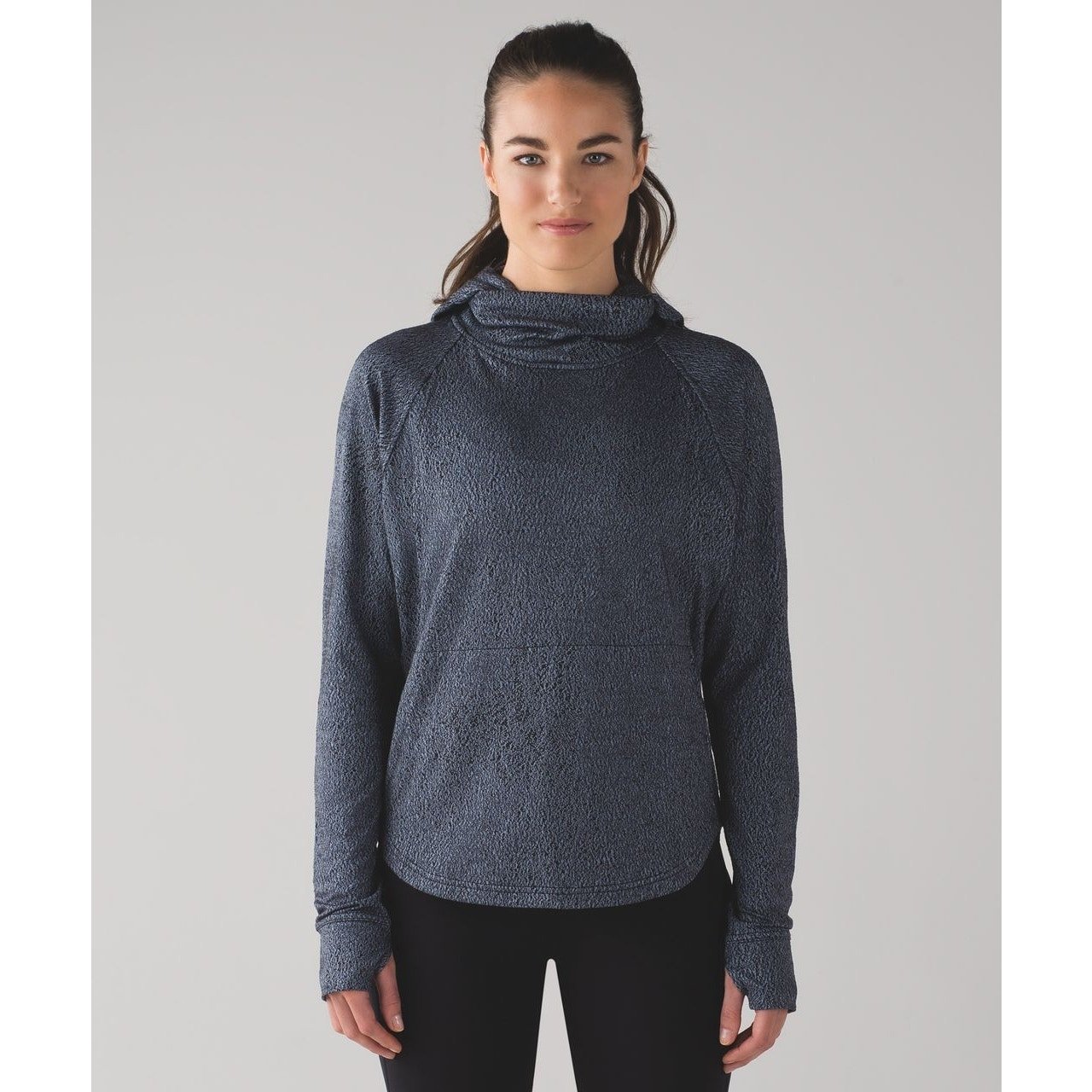 Lululemon Pick Up The Pace Long Sleeve Running Luon Jacquard Blue Denim Black 6